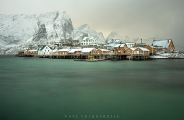 Sakrisøya in a snowstorm