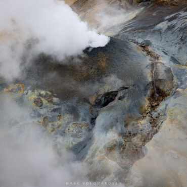 Fumaroles on one side of the valley