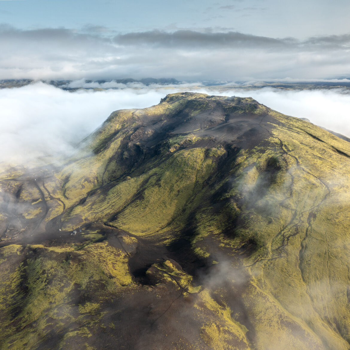 Laki im Nebel (Mit Genehmigung des Vatnajökull National Park)